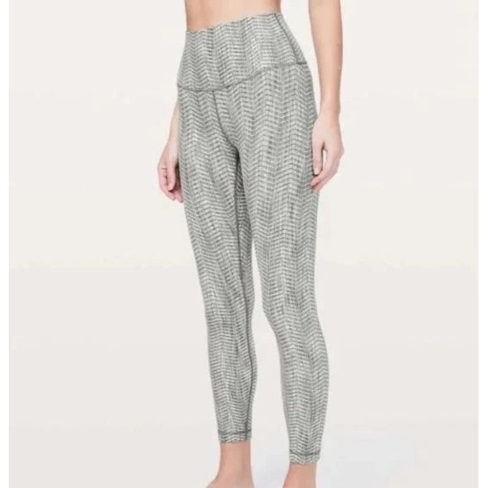 Lululemon Wunder Under High Rise 25" Women's Sz 8 Arrow Jacquard Gray Yoga $98